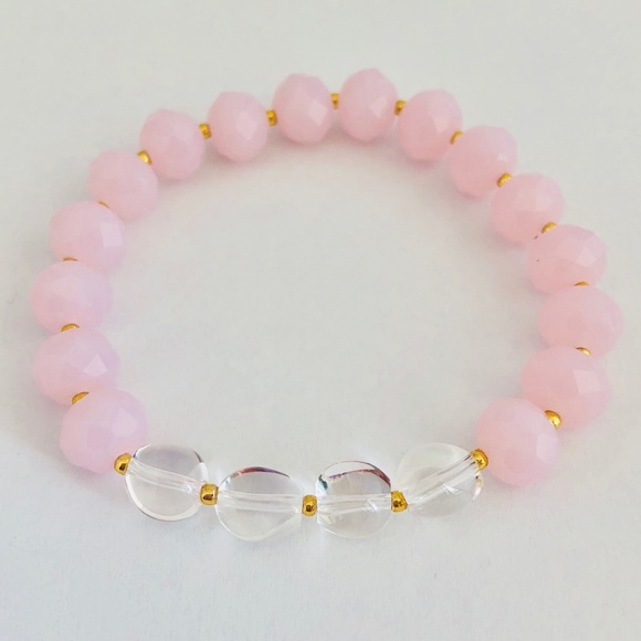 GEMSTONE | Rose & Crystal Quartz Beaded Bracelet - Picture 2 of 2